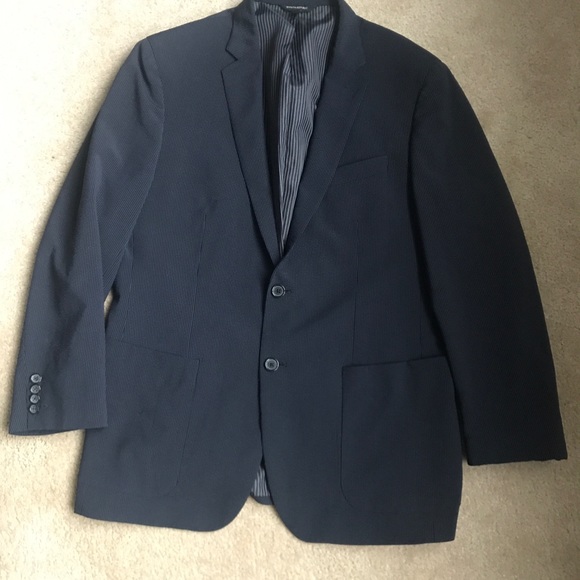 Banana Republic Other - Banana Republic Men’s Navy Blue Striped Searsucker Sport Coat 42R